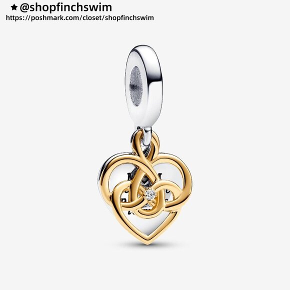 Pandora Lab-grown Diamond Engravable Mum Double Dangle Charm - Picture 1 of 6